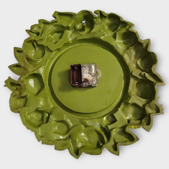 Syroco Homco Yellow Green Rose Floral Large Decorative Wall Clock "Not Working" - Picture 4 of 14